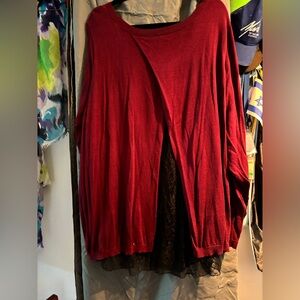 Red lace back sweater